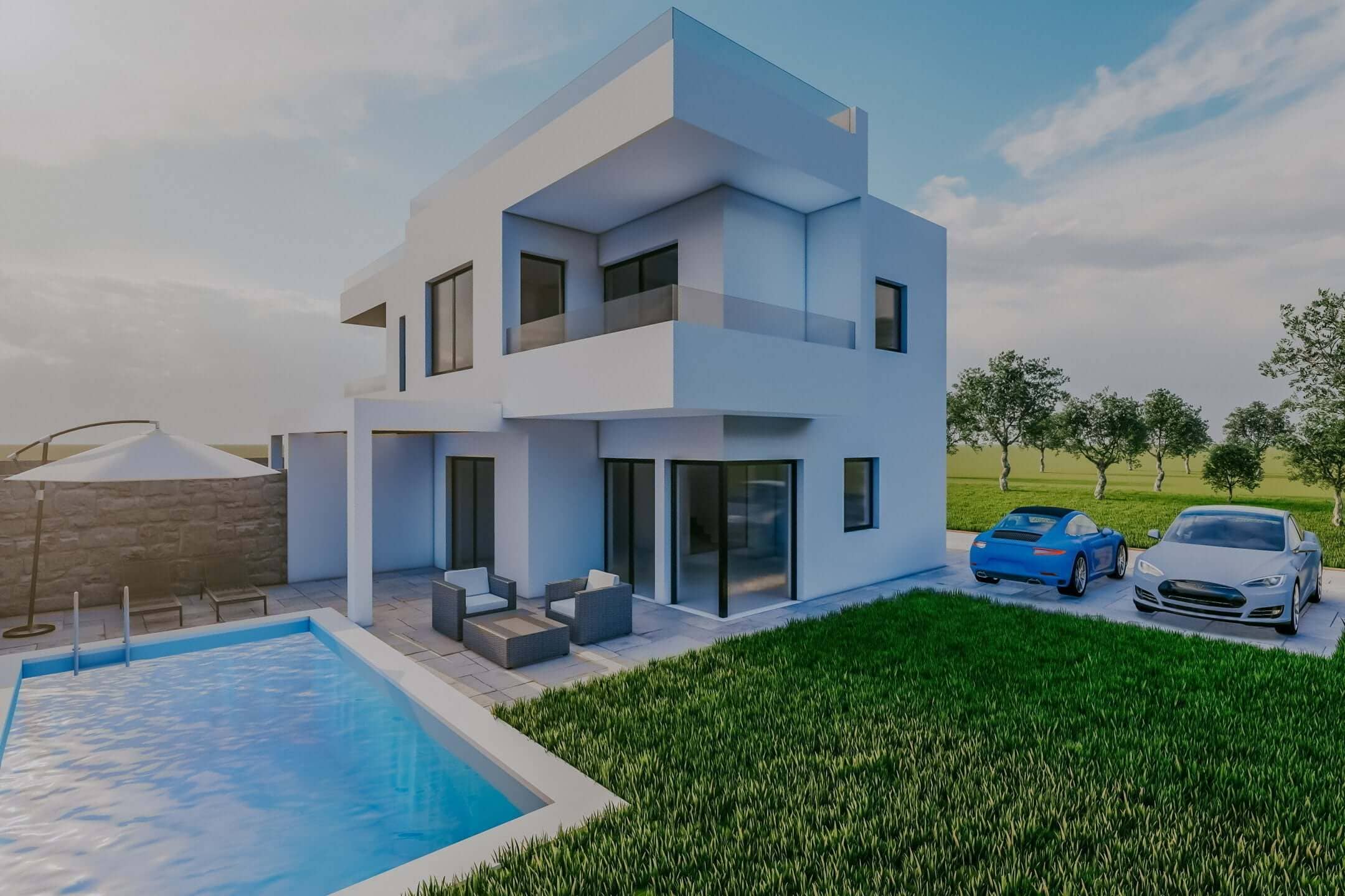 Umag, Finida | Eine Doppelhaushälfte mit Swimmingpool und offenem Meerblick Umag, Finida | Eine Doppelhaushälfte mit Swimmingpool und offenem Meerblick
