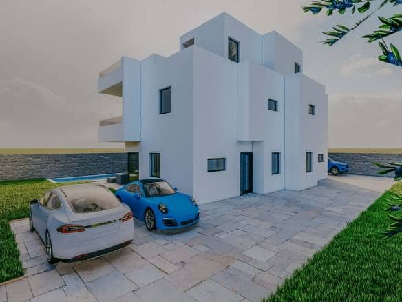 Umag, Finida | Eine Doppelhaushälfte mit Swimmingpool und offenem Meerblick