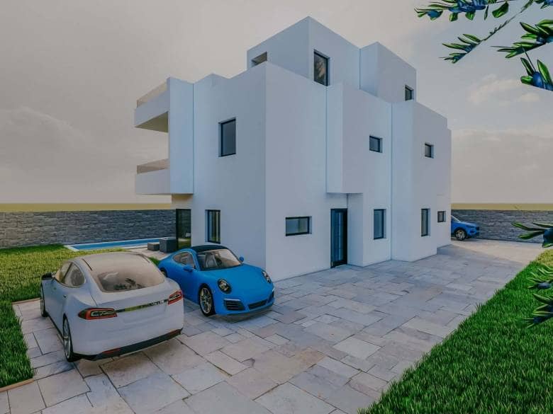 Umag, Finida | Eine Doppelhaushälfte mit Swimmingpool und offenem Meerblick