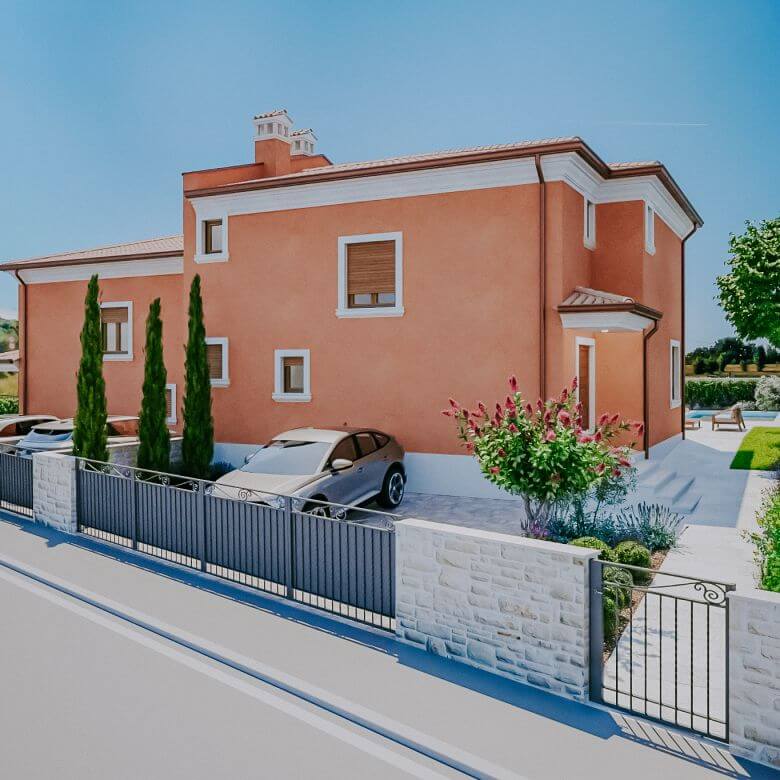 окрестности Кастеля двухквартирный дом с бассейном в новом здании